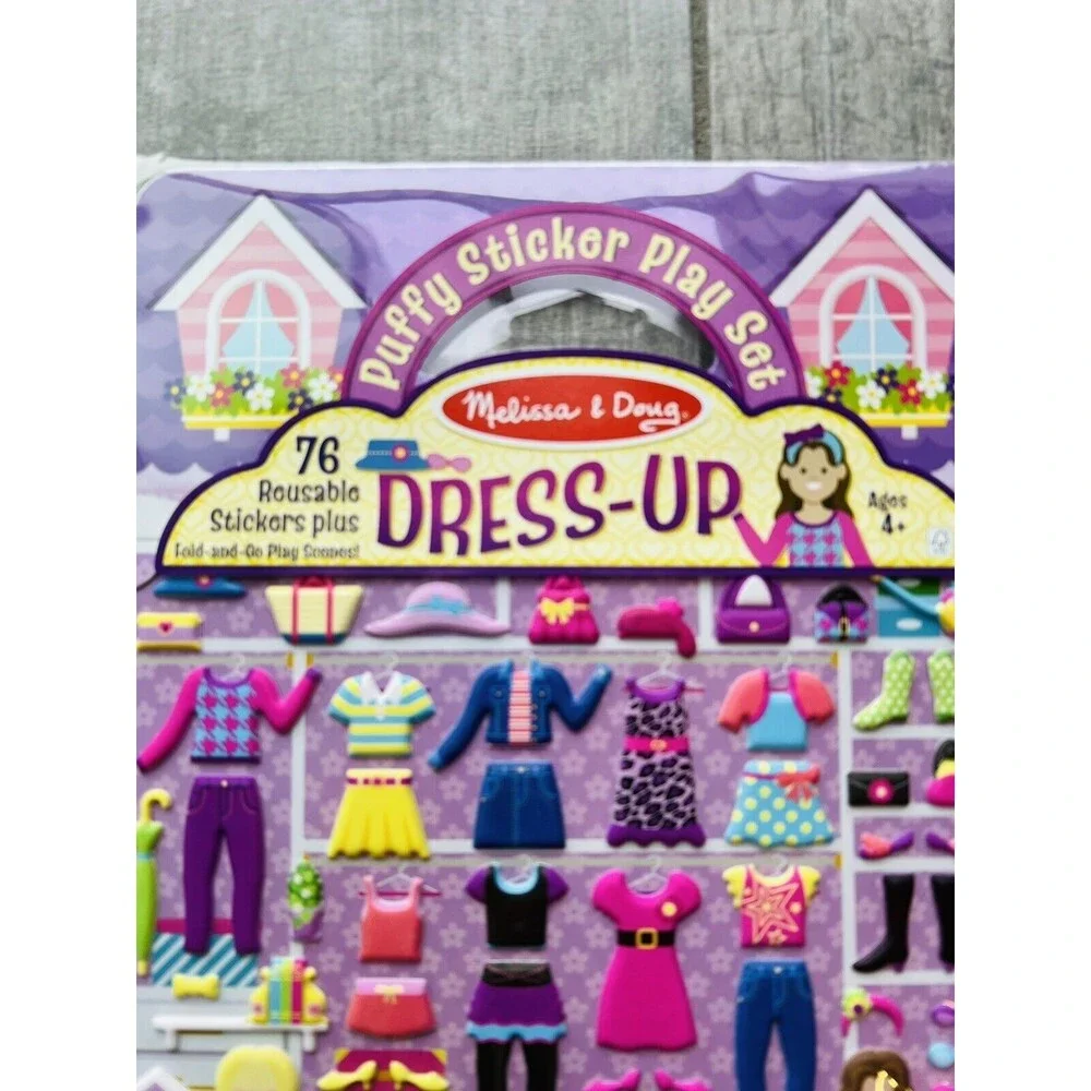 Melissa & Doug Dress Up 76 Reusable Puffy Sticker Play Set w/ Fold & Go Scenes